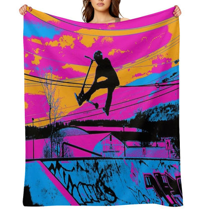 Let's Fly! - Stunt Scooter Throw Blanket
