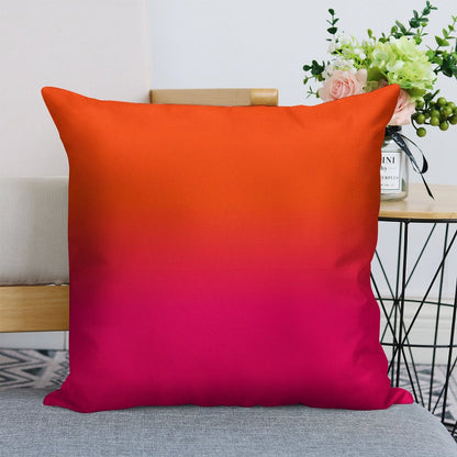 Neon Orange And Neon Pink Ombre Shade Color Fade Linen Throw Pillow Cover