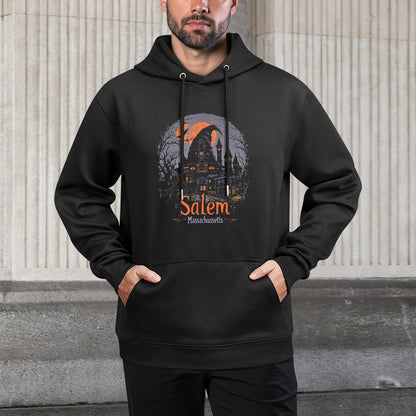 Vintage Salem Massachusetts Halloween Skyline Cityscape Customizable Surface Hoodie