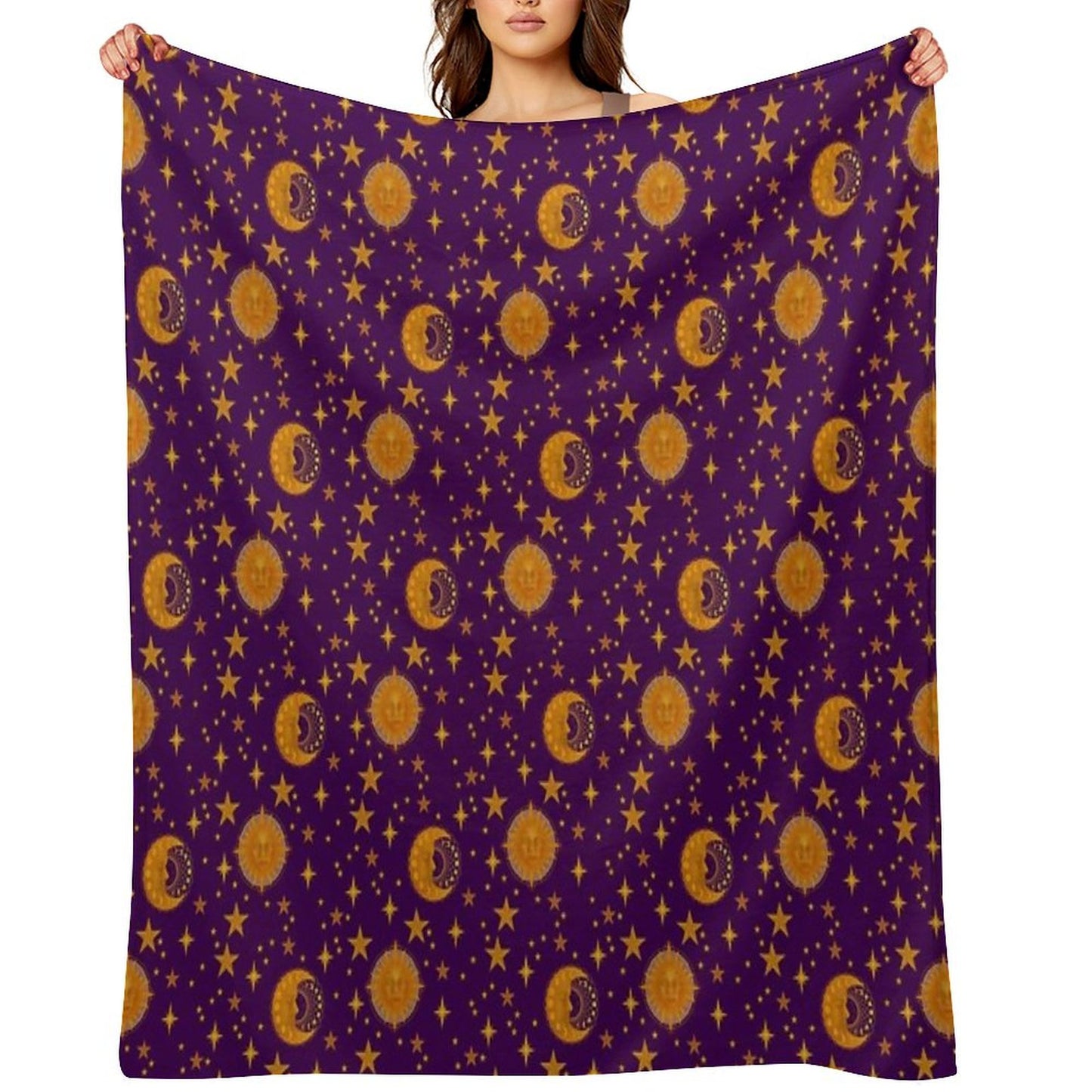 Bohemian 90's Sun And Moon Celestial Pattern Throw Blanket