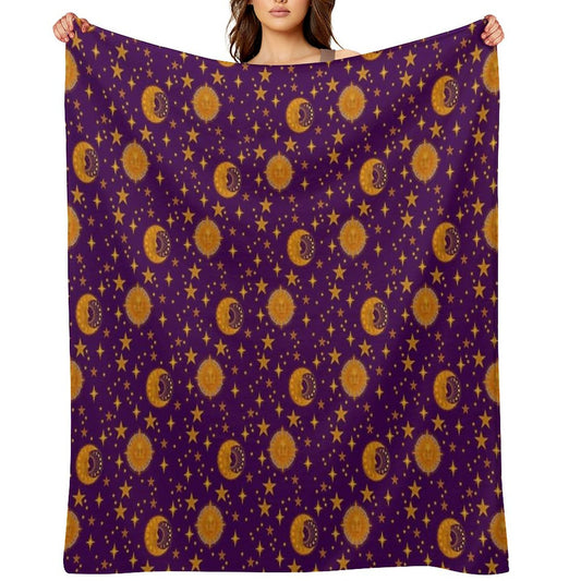 Bohemian 90's Sun And Moon Celestial Pattern Throw Blanket