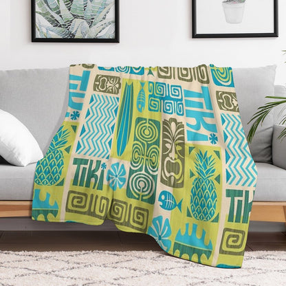 Tiki Time Luau Party Pattern Throw Blanket