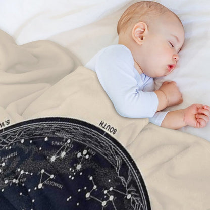 Antique Map of The Night Sky, 19th Century Astronomy Throw Blanket