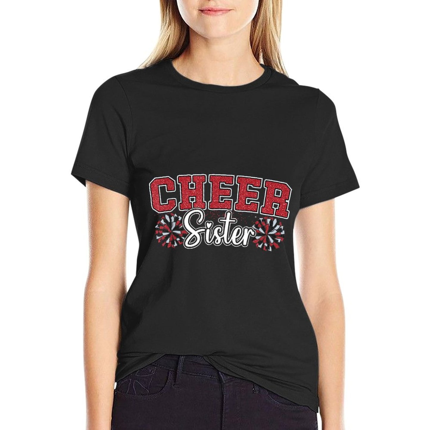 Cheer Sister My Favorite Cheerleader Calls Me Sisters Red T-Shirt