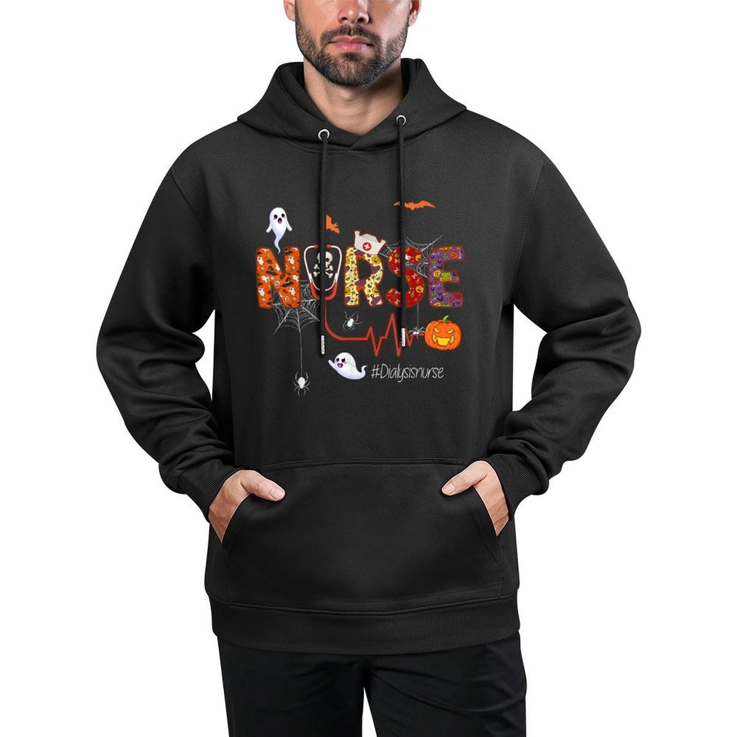 Dialysis Nurse Scary Halloween Pumpkin Nursing Machine Washable Hoodie