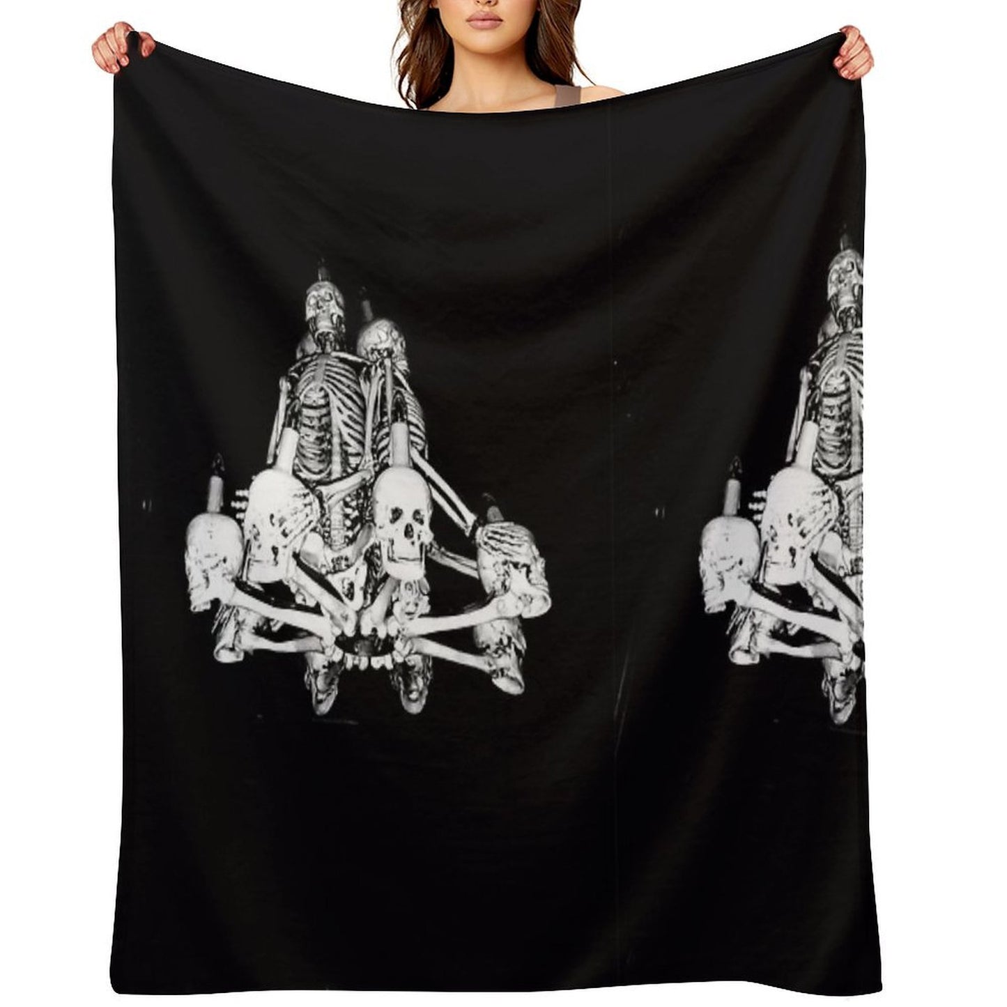 Dancing Bones in Dark Silence Throw Blanket