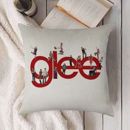 Glee Logo with The Cast Linen Throw Pillow Cover