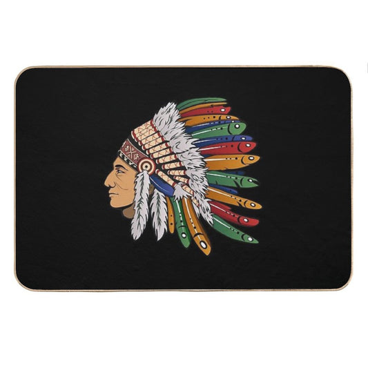 Indian Chief With Headdress Bath Mat