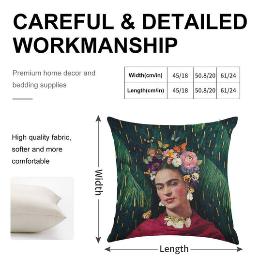 Frida Kahlo  World Women's Day Linen Throw Pillow Cover