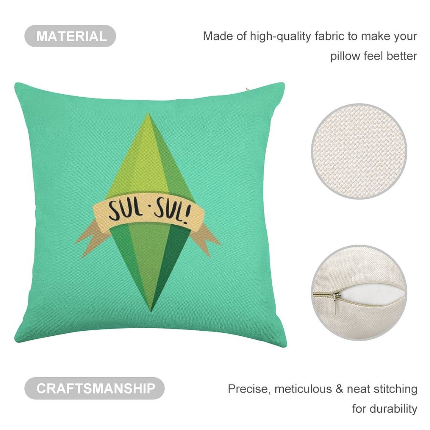 Plumbob Linen Throw Pillow Cover