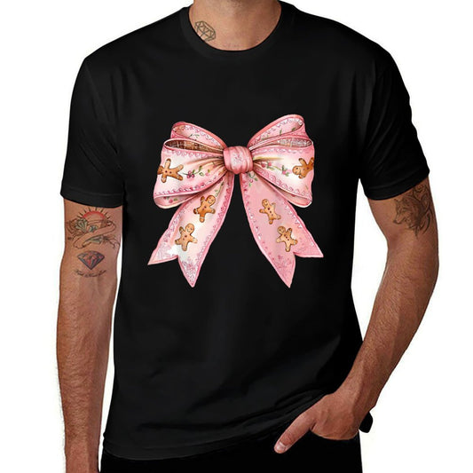 Coquette Bow Pink Gingerbread Christmas Girly Xmas  Trendy Pattern T-Shirt