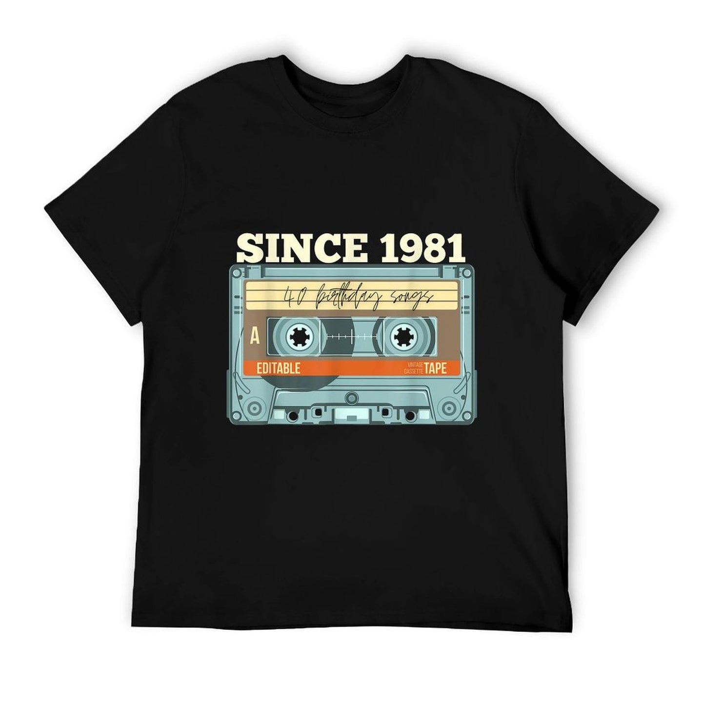 40th Birthday Gifts For Men And Women Cassette  Ribbed Collar T-Shirt