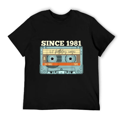40th Birthday Gifts For Men And Women Cassette  Ribbed Collar T-Shirt