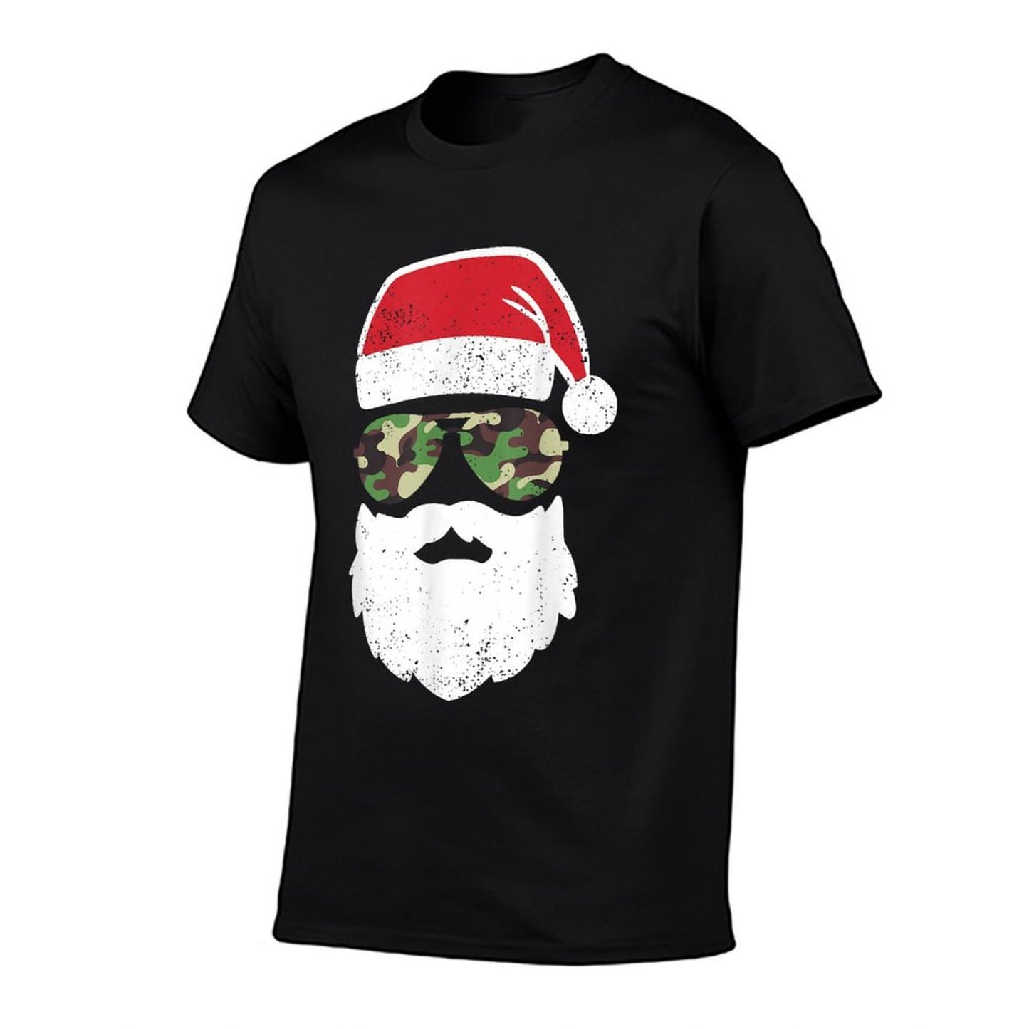 Camo Santa Claus Sunglasses Funny Camo Christmas Camouflage  Graphic-printed T-Shirt