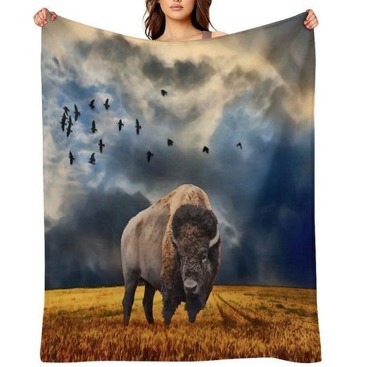 Buffalo On The Plains Throw Blanket