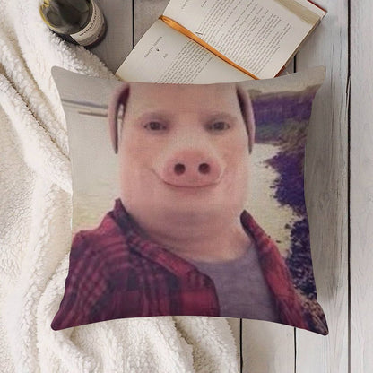 John Pork Linen Throw Pillow Cover