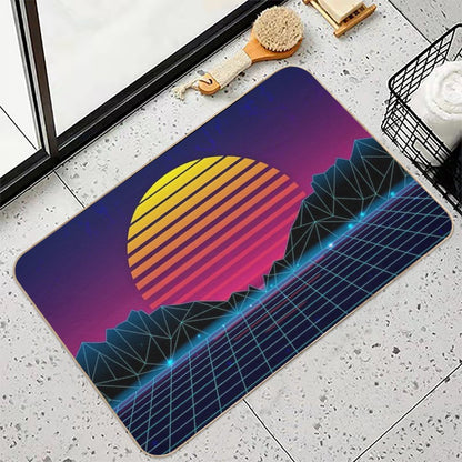 Future Synthwave Aesthetics Bath Mat