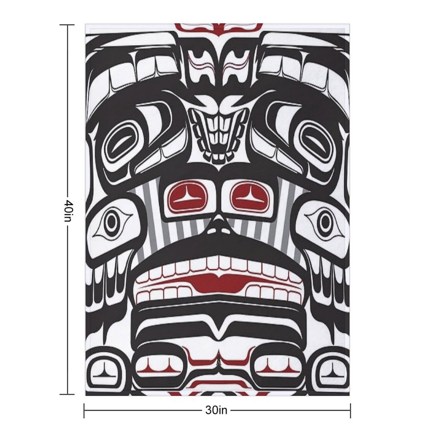 Thunderbird Bear Orca Totem Pole, Coastal Salish Haida Pacific North West Formline Design Native American Throw Blanket