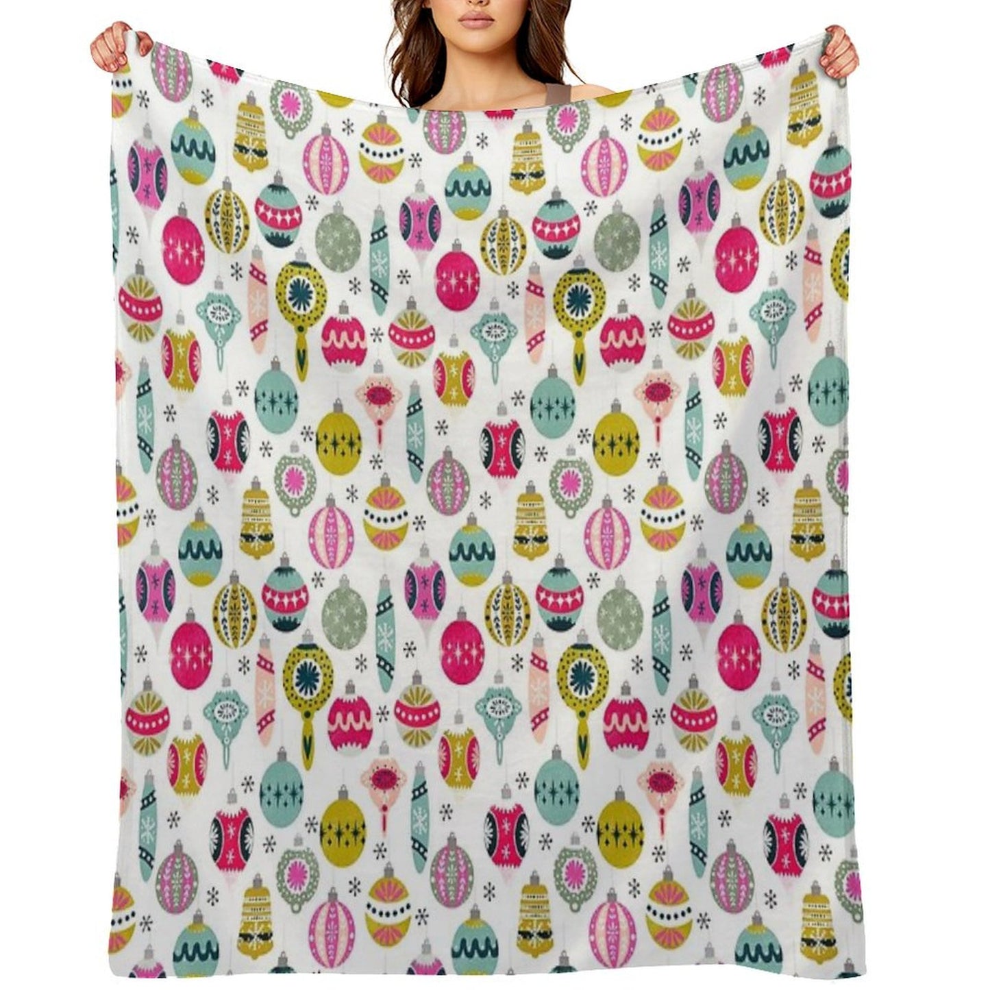 Ornaments - White by Andrea Lauren Throw Blanket