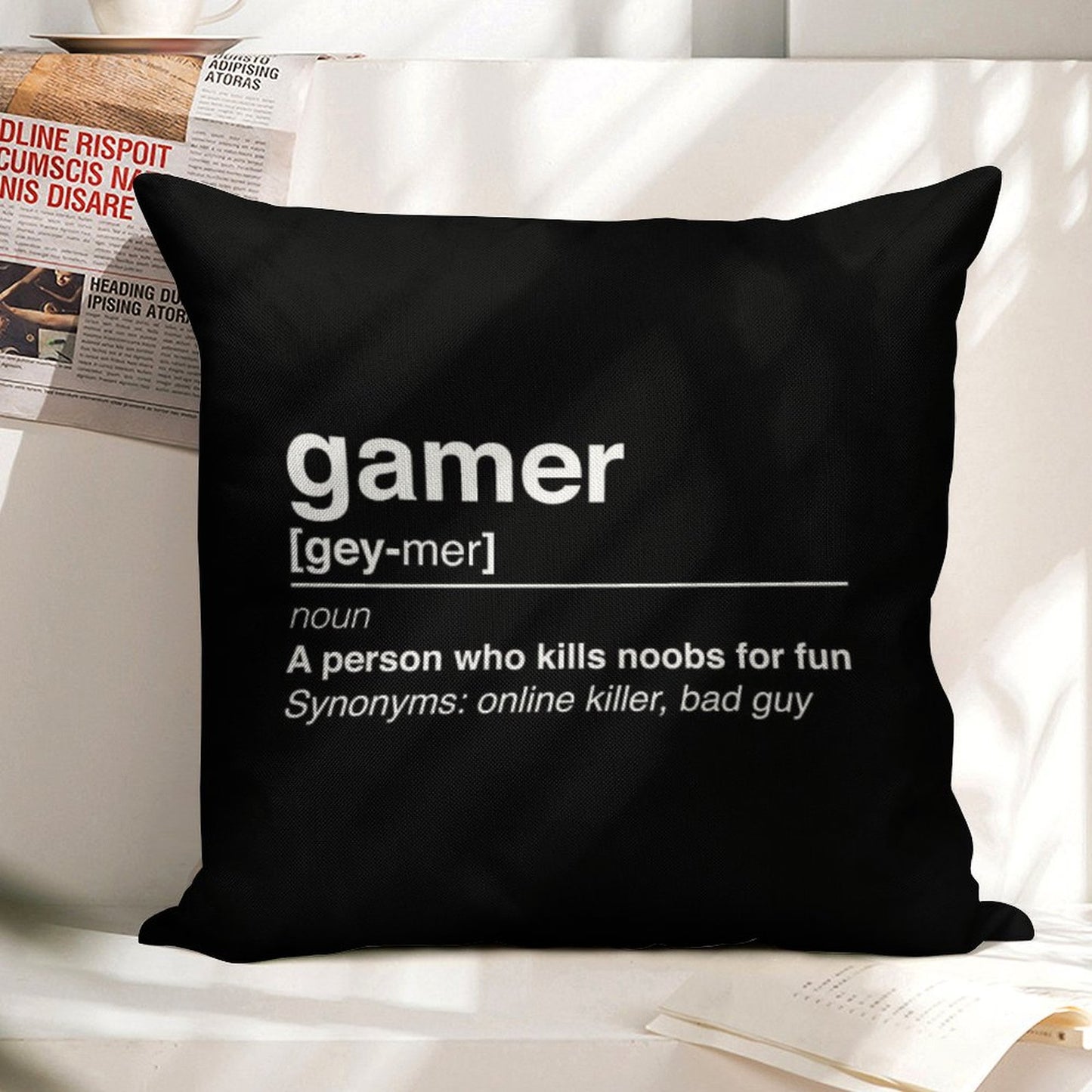 Gamer Definition Linen Throw Pillow Cover