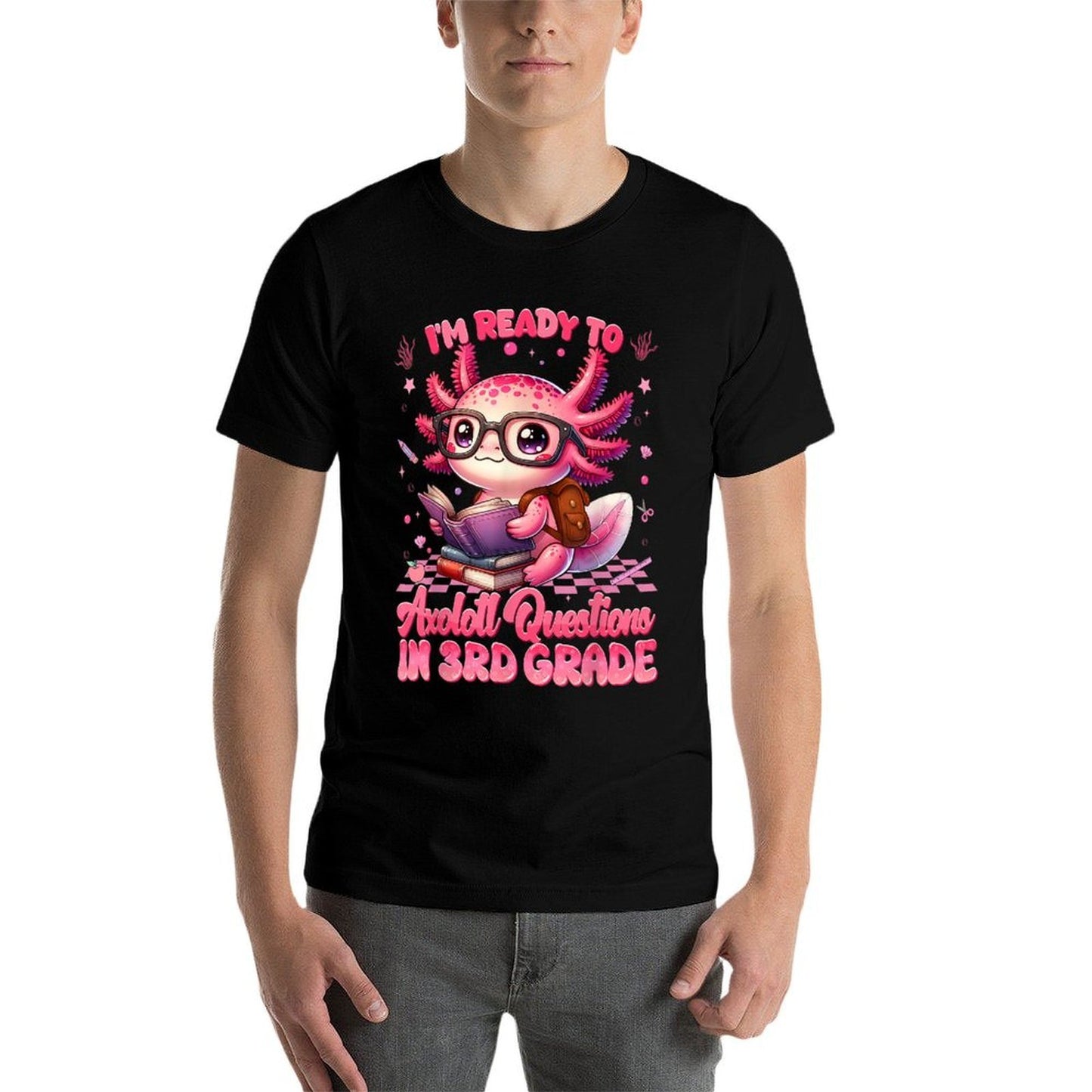Ready To 3rd Grade Axolotl Question First Day Of School Girl  Graphic-printed T-Shirt