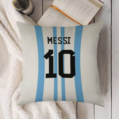 Messi 10 Linen Throw Pillow Cover