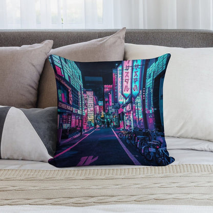 Tokyo - A Neon Wonderland Soft Anti-Pilling Throw Pillow