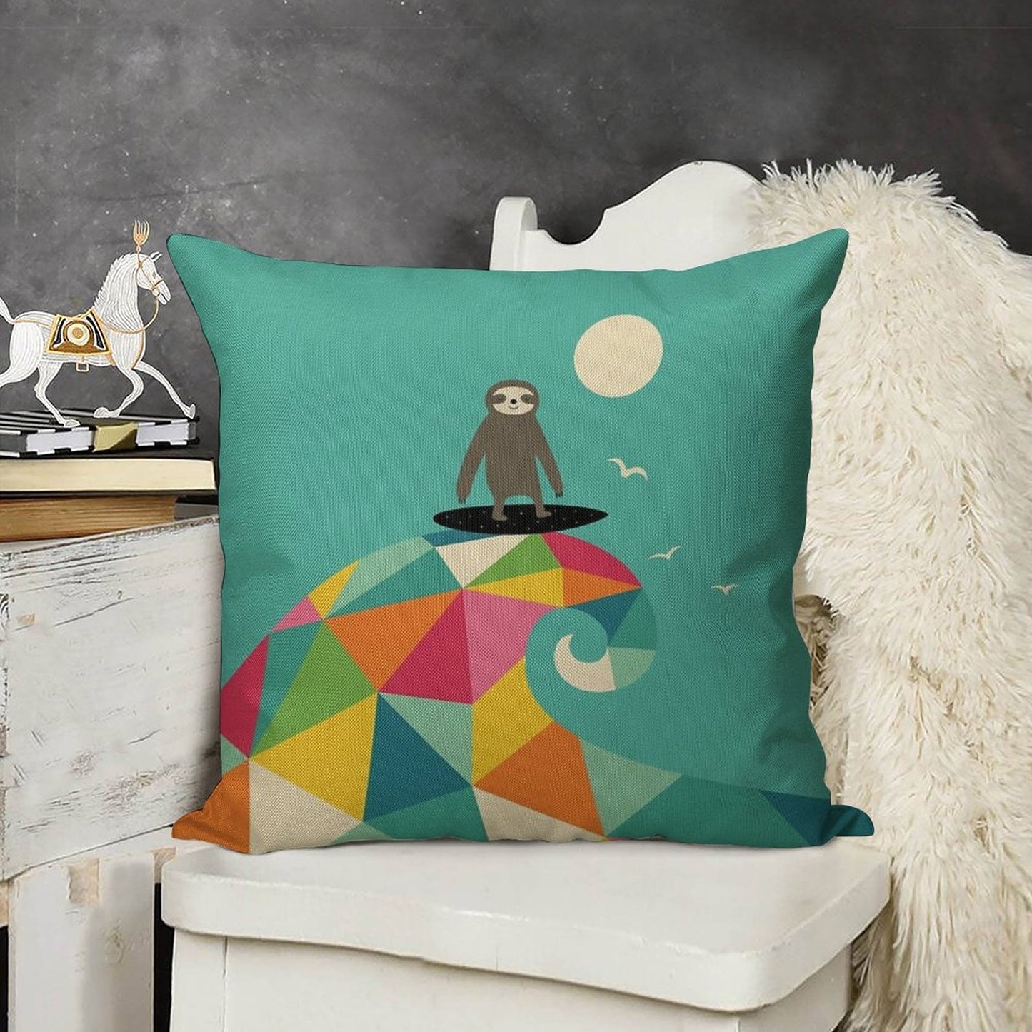 Surfs Up Linen Throw Pillow Cover