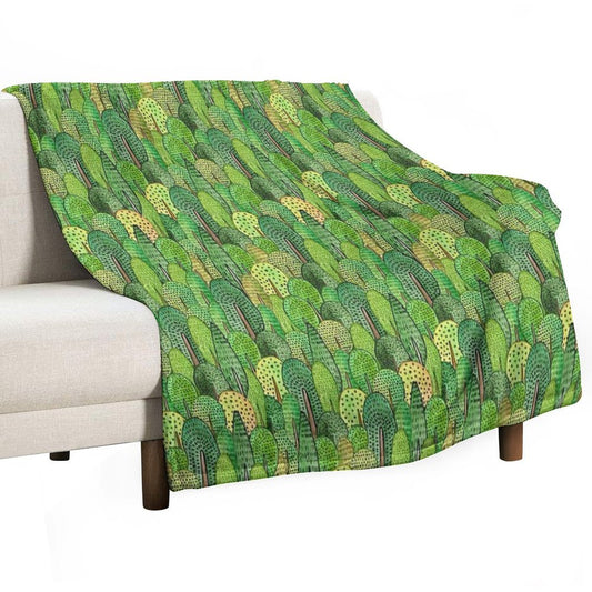Watercolor Forest Throw Blanket