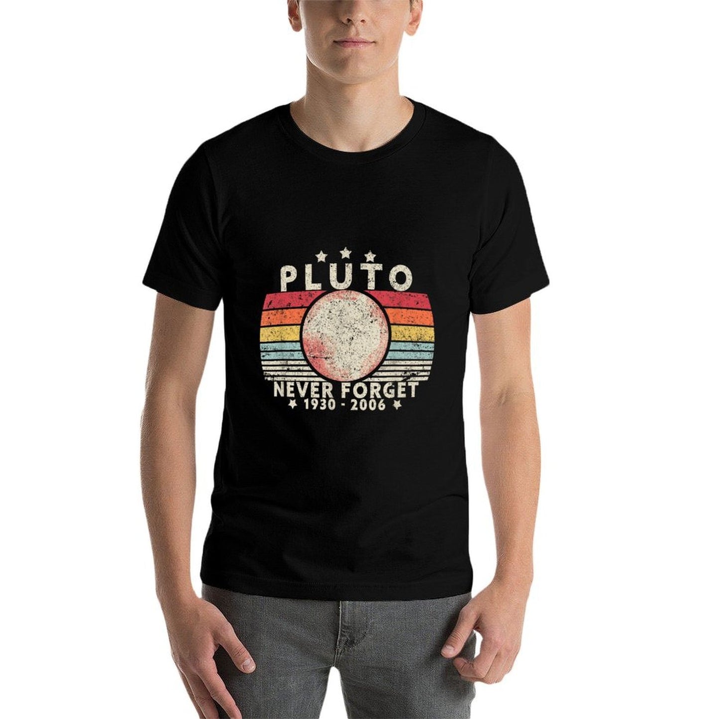 Never Forget Pluto. Retro Style Funny Space Science  Relaxed-fit T-Shirt