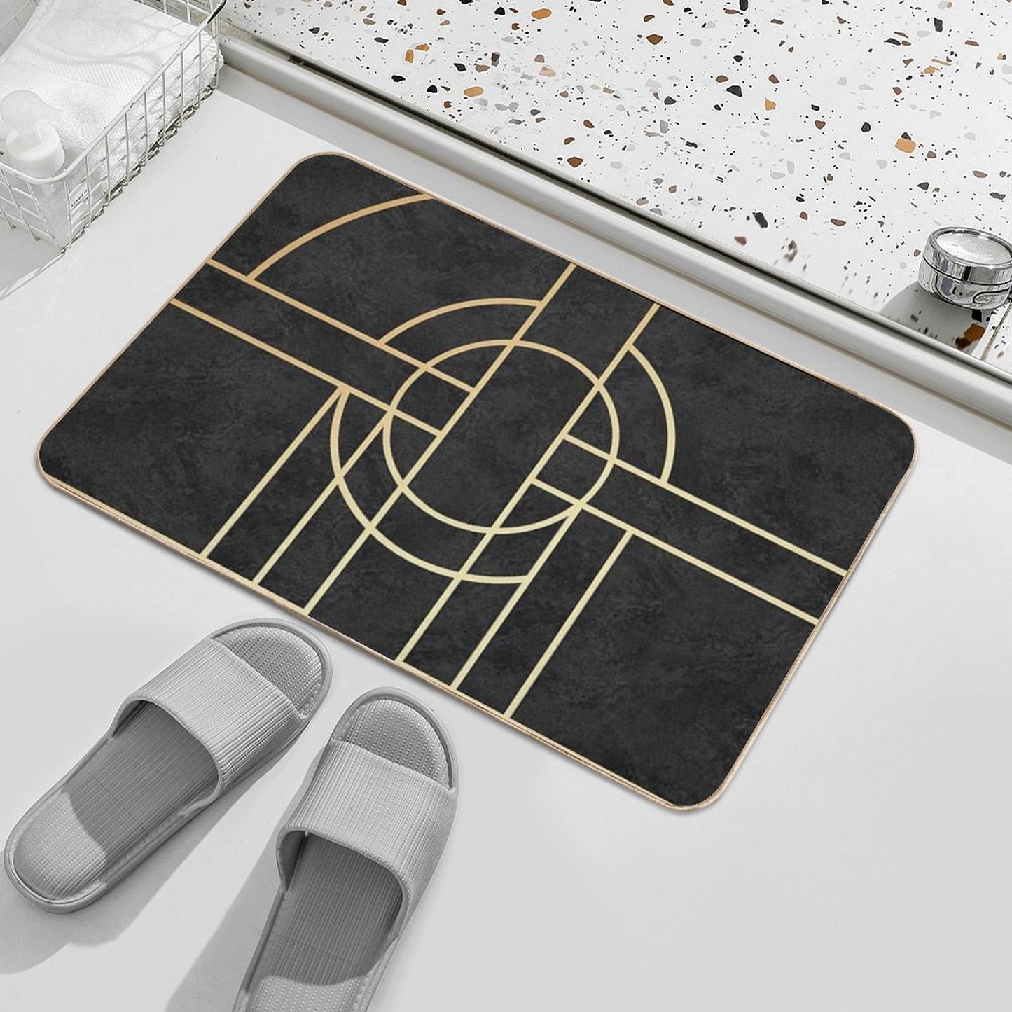 Art Deco Black Marble Bath Mat