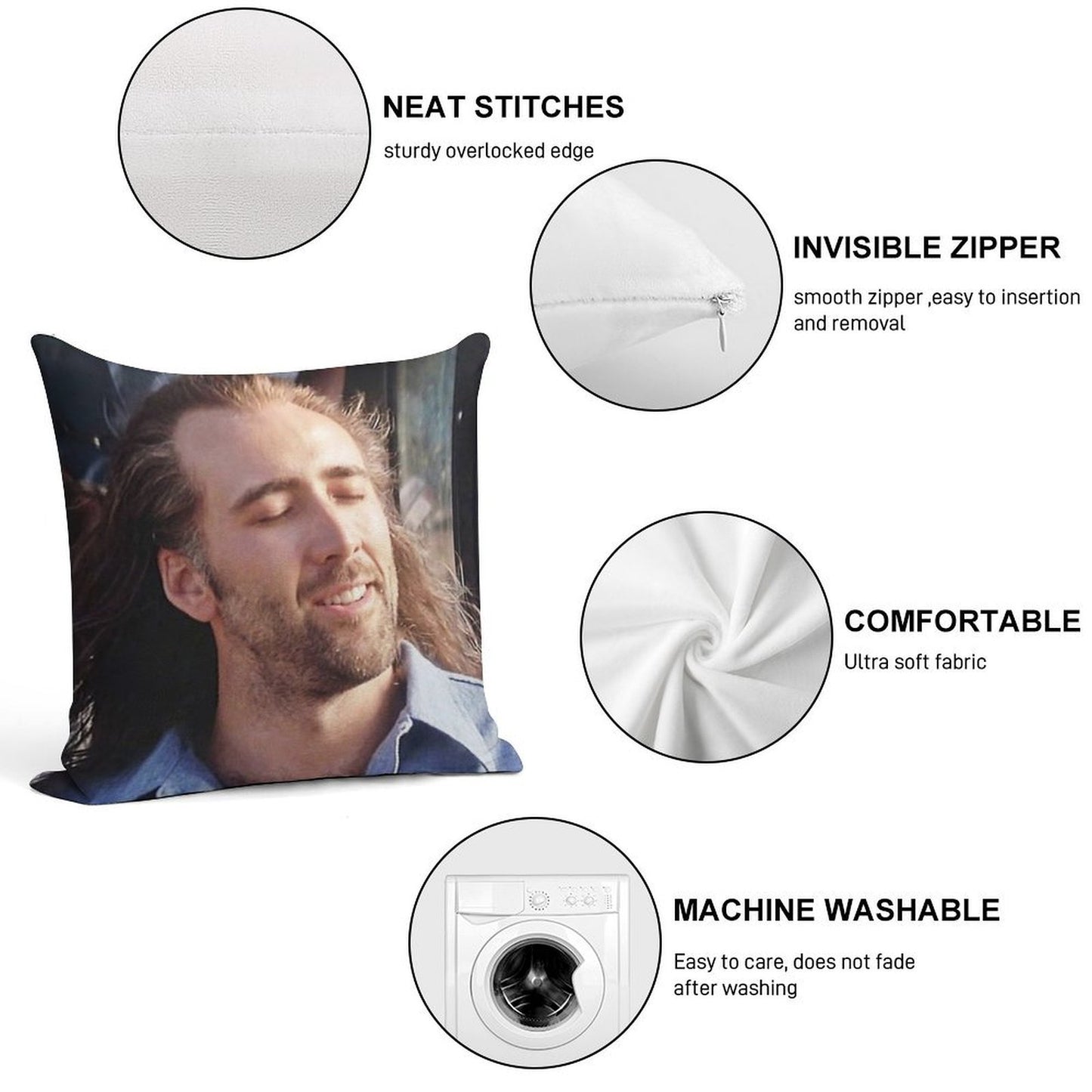 Nicolas Cage Soft Anti-Pilling Throw Pillow