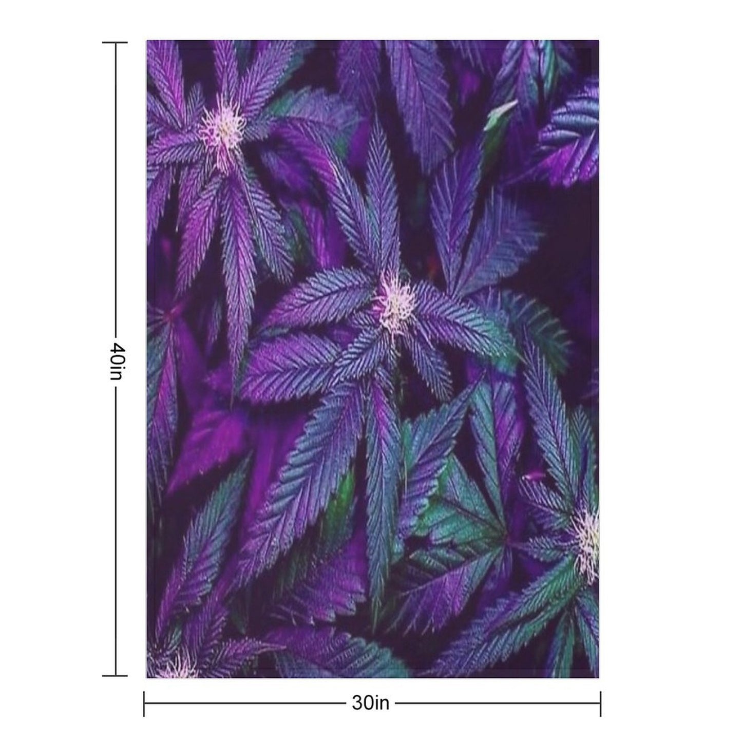 Psychedelic Purple Cannabis Marijuana Weed Pot Leaves Throw Blanket