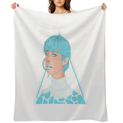 Girl in Light Blue Throw Blanket