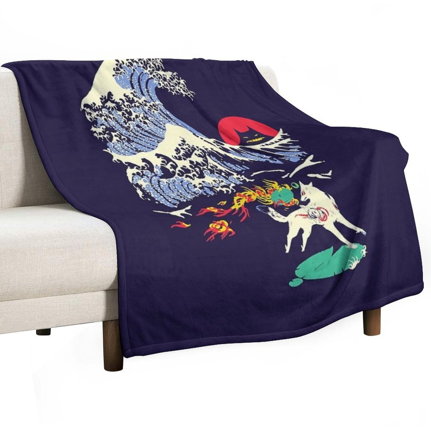 The Great Wave Off Oni Island Throw Blanket