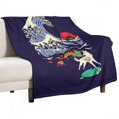 The Great Wave Off Oni Island Throw Blanket