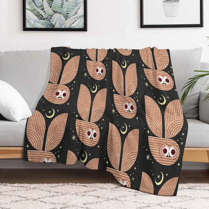 Barred Owl in Flight Throw Blanket