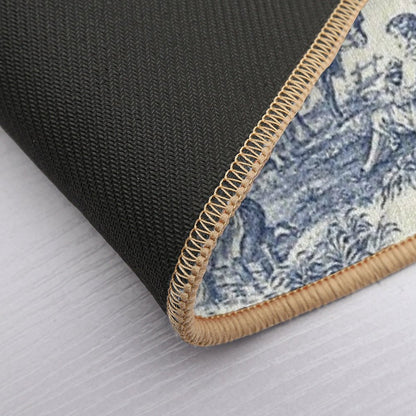 Powder Blue French Toile Picnic Designs Bath Mat