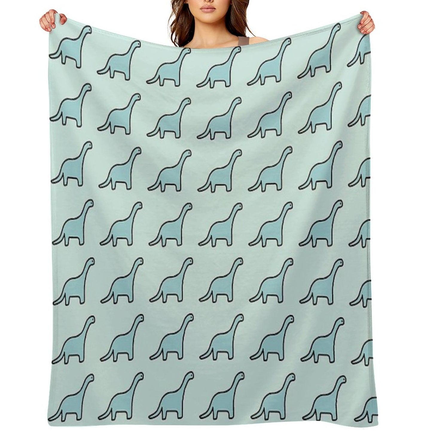 Brontosaurus Apatosaurus Brachiosaurus Blue Dinosaur Throw Blanket