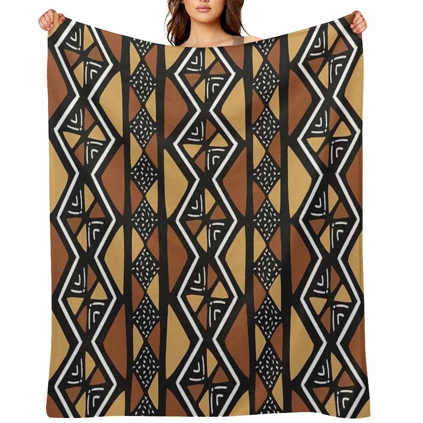 African Mud Cloth Mali Throw Blanket