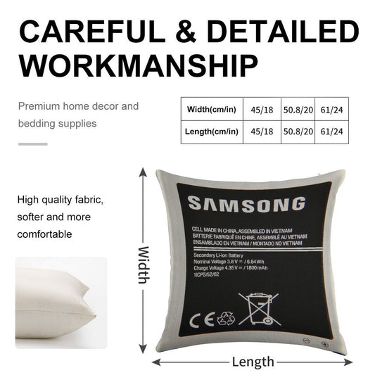 Swollen Battery Premium Linen Throw Pillow Cover