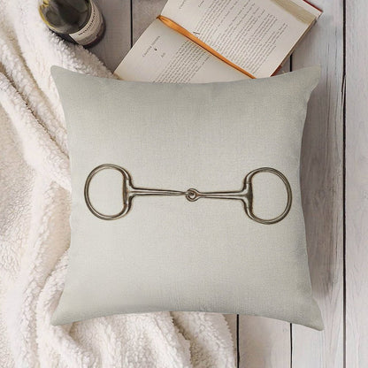 Snaffle Bit Linen Throw Pillow Cover