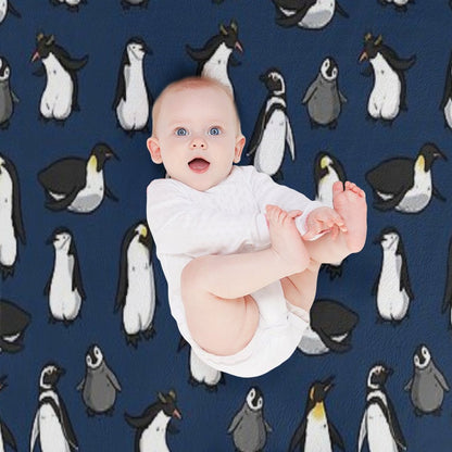 Cute Penguin Pattern (Dark Blue Variant) Throw Blanket