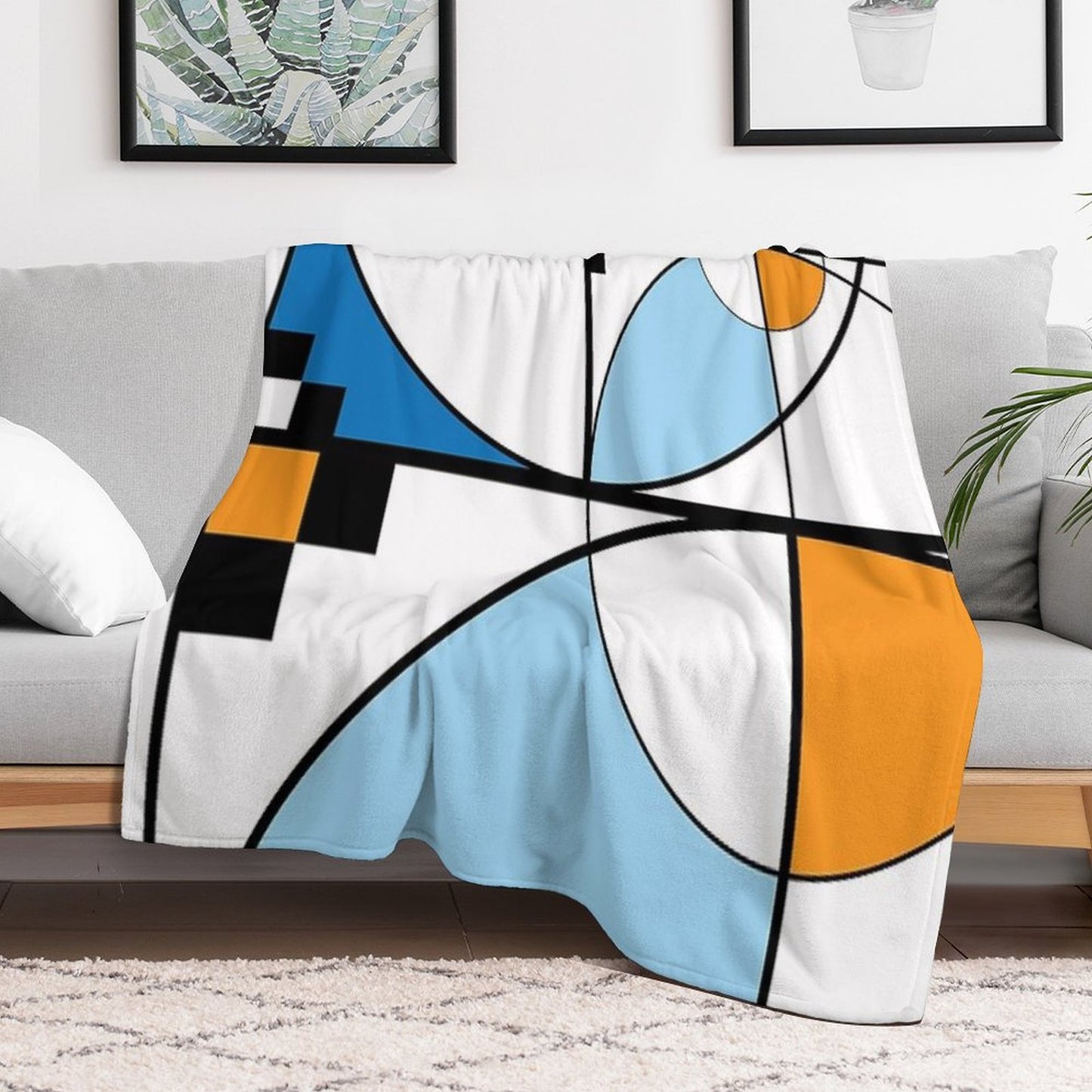 Mid Century Modern Lykes Blues Throw Blanket