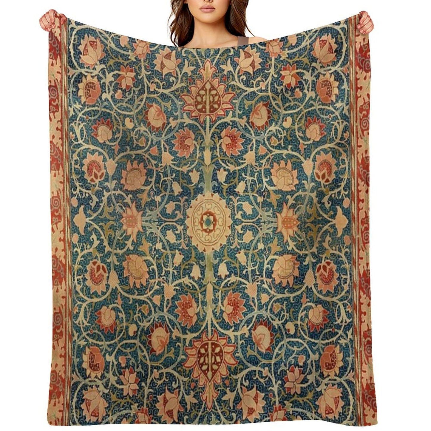 Holland Park William Morris Carpet Print Throw Blanket