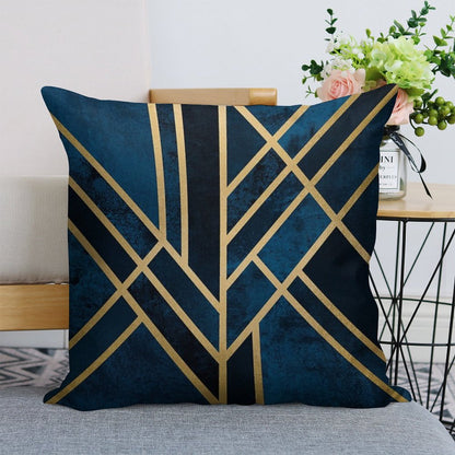 Art Deco Midnight Linen Throw Pillow Cover