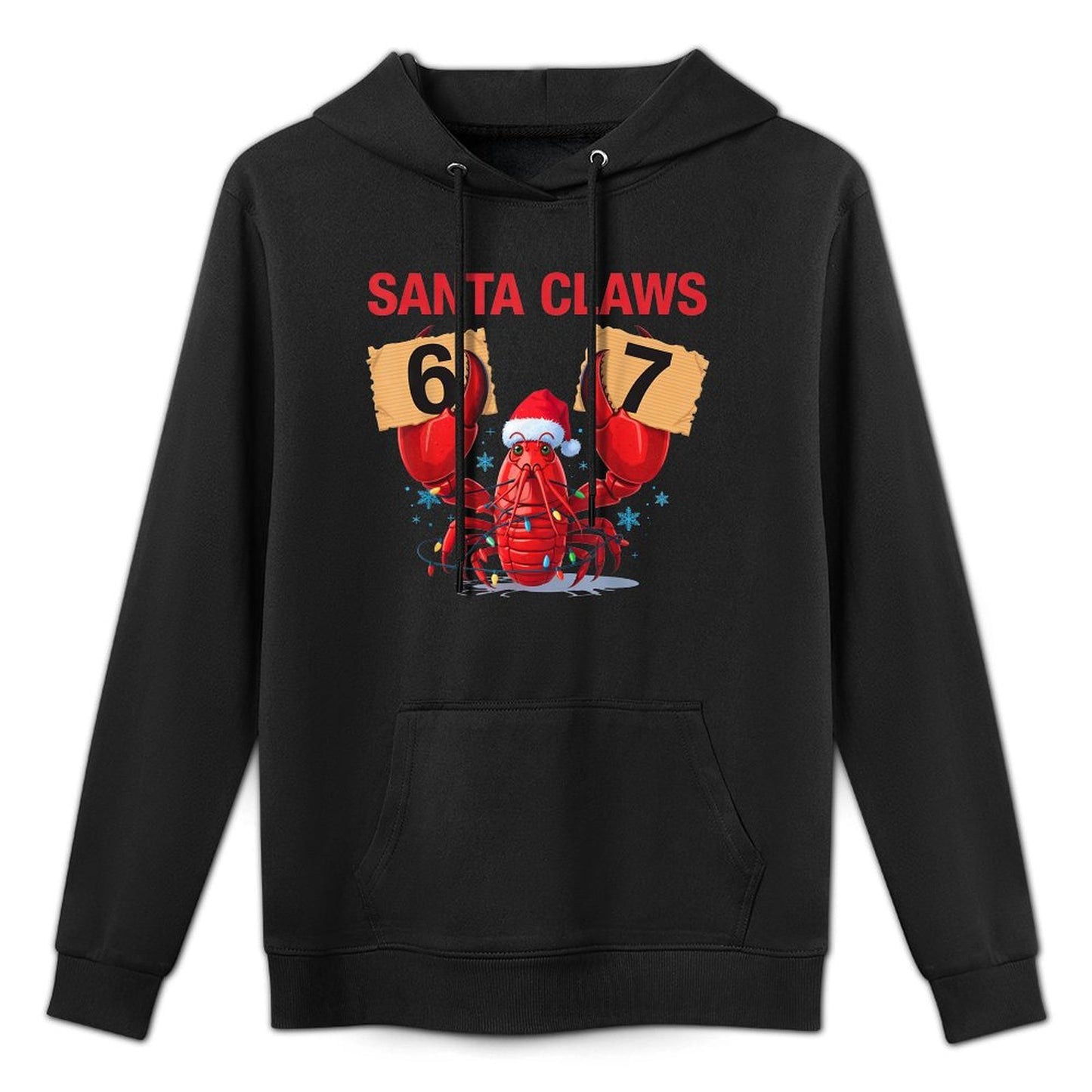 Santa Claws Funny Christmas Lobster Brainrot in 67 Meme Crew Machine Washable Hoodie