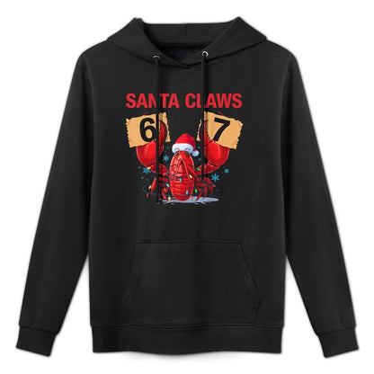 Santa Claws Funny Christmas Lobster Brainrot in 67 Meme Crew Machine Washable Hoodie