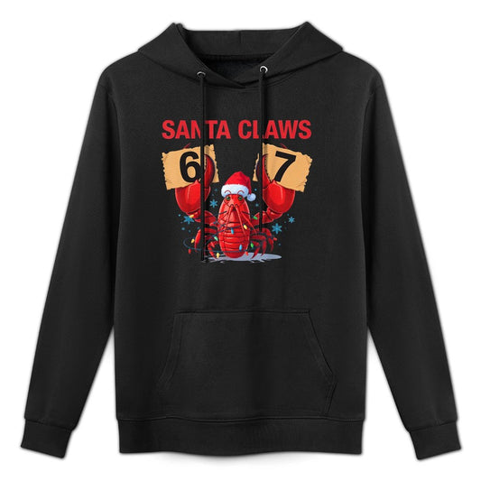 Santa Claws Funny Christmas Lobster Brainrot in 67 Meme Crew Machine Washable Hoodie