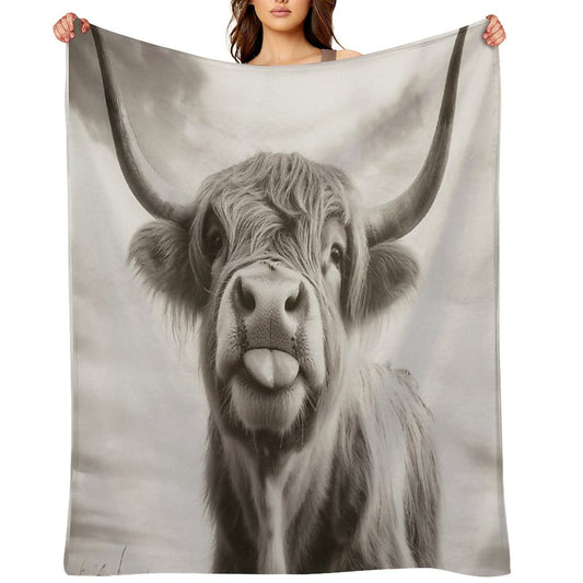 Cheeky Highland Cow Throw Blanket